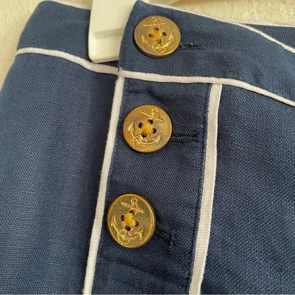 American Living woman’s linen nautical pants size 6 marine wide leg ankle pant - Picture 4 of 10